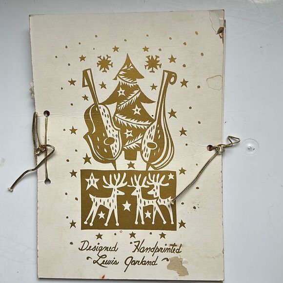 Vtg Mid Century Lewis Garland Christmas/Holiday themed cocktail napkins in folio - Picture 1 of 13